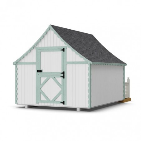 Little Cottage Co. 8x10 Gingerbread Cottage Wood Playhouse Kit with Deck & Rail - (8x10 GBP-PNK-DR)