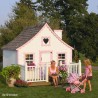 Little Cottage Co. 8x10 Gingerbread Cottage Wood Playhouse Kit with Loft, Deck & Rail - (8x10 GBP-PNK-DR-LFT)