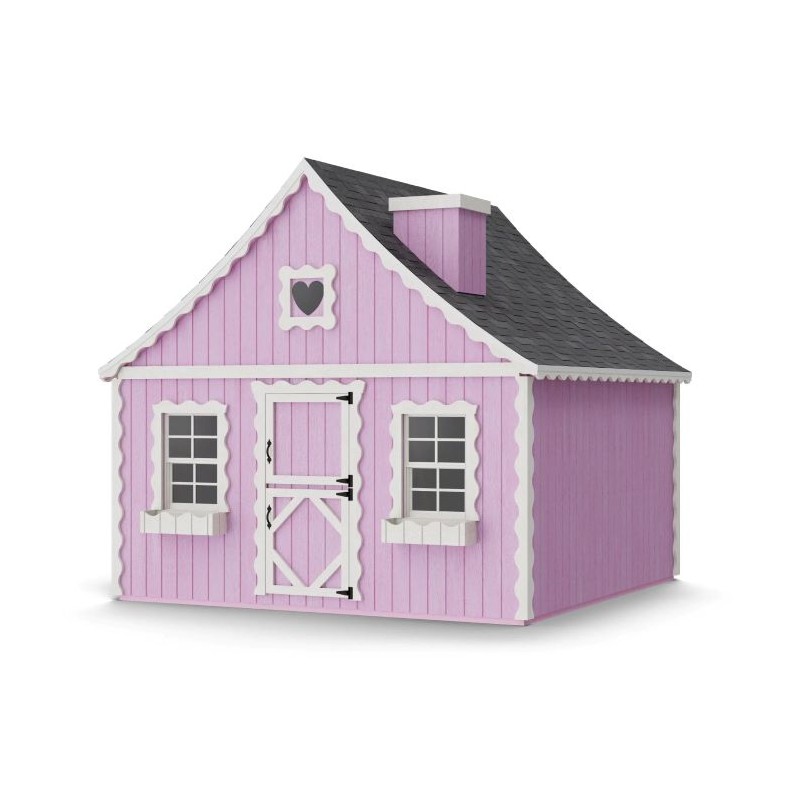 Little Cottage Co. 8x8 Gingerbread Cottage Wood Playhouse Kit with Floor - (8x8 GBP-PNK-FK)