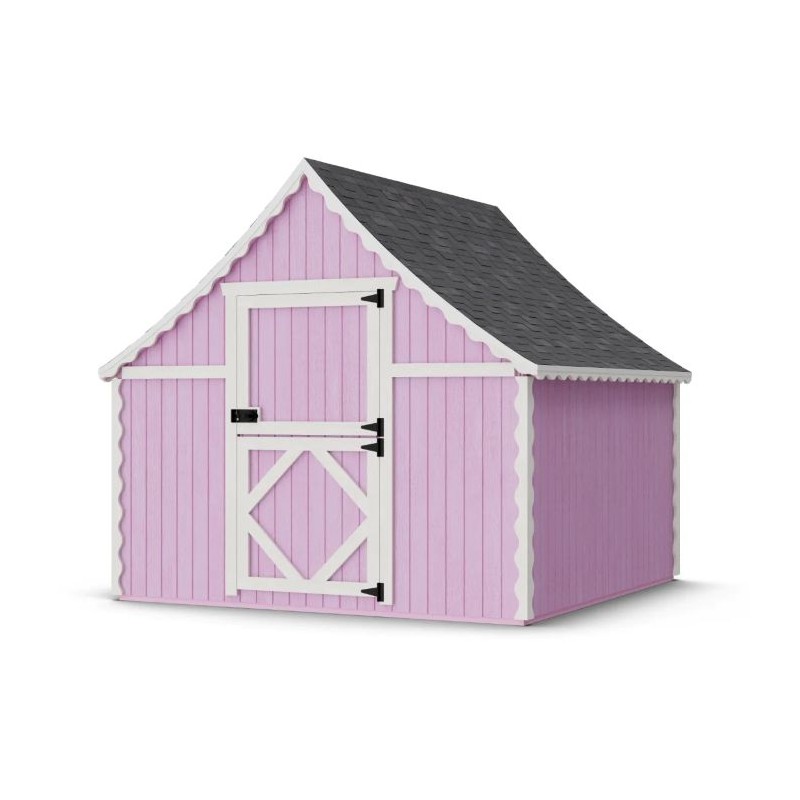 Little Cottage Co. 8x8 Gingerbread Cottage Wood Playhouse Kit with Floor - (8x8 GBP-PNK-FK)
