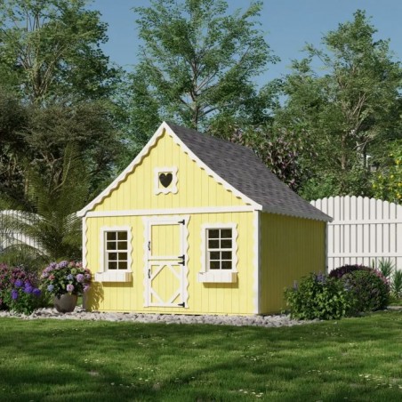 Little Cottage Co. 8x8 Gingerbread Cottage Wood Playhouse Kit with Floor - (8x8 GBP-PNK-FK)