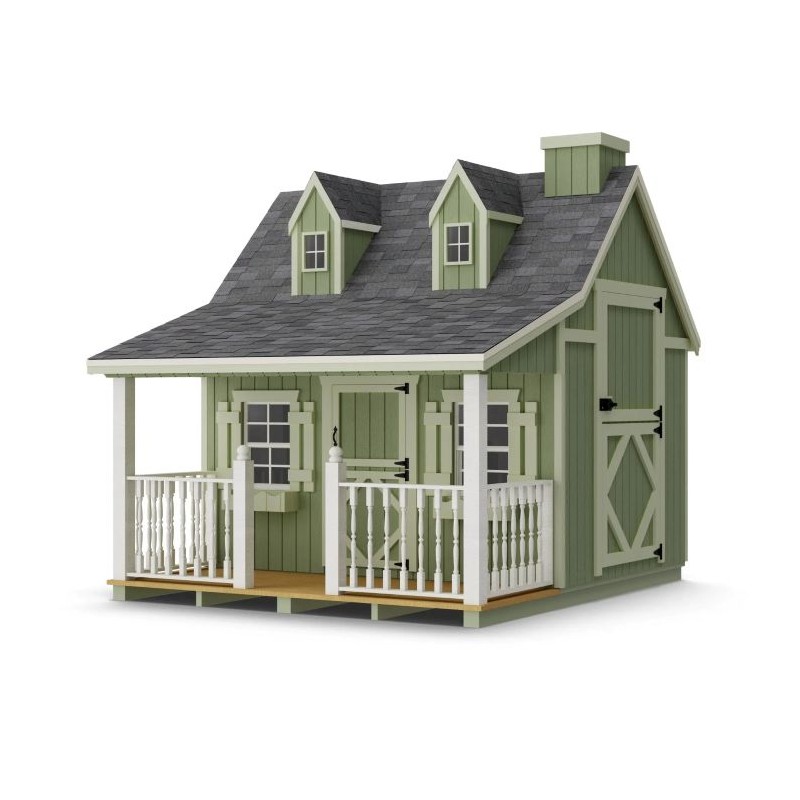 Little Cottage Co. 9x8 Pennfield Cottage Wood Playhouse Kit with Porch - (9x8 PC-PNK)