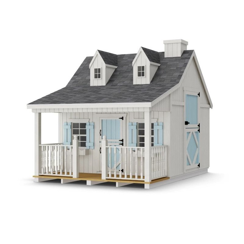 Little Cottage Co. 11x8 Pennfield Cottage Wood Playhouse Kit with Porch - (11x8 PC-PNK)