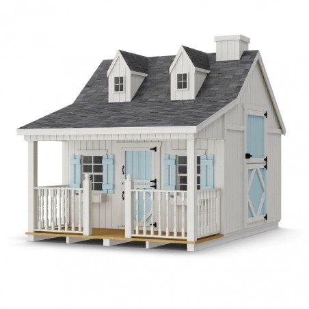 Little Cottage Co. 11x8 Pennfield Cottage Wood Playhouse Kit with Porch - (11x8 PC-PNK)