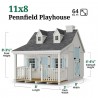 Little Cottage Co. 11x8 Pennfield Cottage Wood Playhouse Kit with Porch - (11x8 PC-PNK)