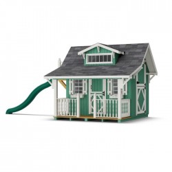 Little Cottage Co. 9x8 Craftsman Wood Playhouse Kit with Porch & Slide - (9x8 CMP-PNK)