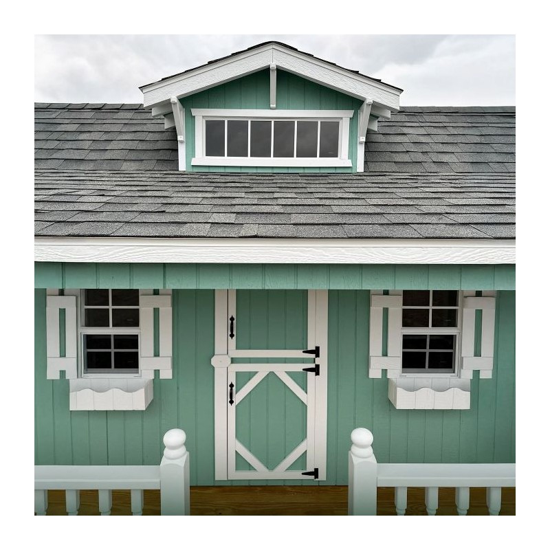 Little Cottage Co. 11x10 Craftsman Wood Playhouse Kit with Porch & Slide - (11x10 CMP-PNK)