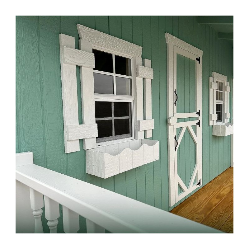 Little Cottage Co. 11x10 Craftsman Wood Playhouse Kit with Porch & Slide - (11x10 CMP-PNK)