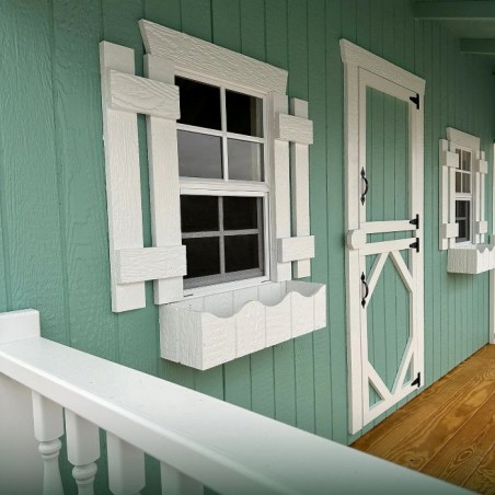 Little Cottage Co. 11x10 Craftsman Wood Playhouse Kit with Porch & Slide - (11x10 CMP-PNK)