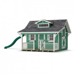 Little Cottage Co. 11x10 Craftsman Wood Playhouse Kit with Porch & Slide - (11x10 CMP-PNK)