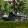 Little Cottage Co. 11x10 Craftsman Wood Playhouse Kit with Porch & Slide - (11x10 CMP-PNK)