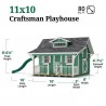 Little Cottage Co. 11x10 Craftsman Wood Playhouse Kit with Porch & Slide - (11x10 CMP-PNK)