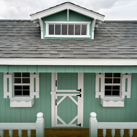 Little Cottage Co. 11x12 Craftsman Wood Playhouse Kit with Porch & Slide - (11x12 CMP-PNK)
