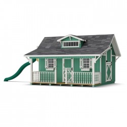 Little Cottage Co. 11x12 Craftsman Wood Playhouse Kit with Porch & Slide - (11x12 CMP-PNK)
