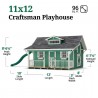 Little Cottage Co. 11x12 Craftsman Wood Playhouse Kit with Porch & Slide - (11x12 CMP-PNK)