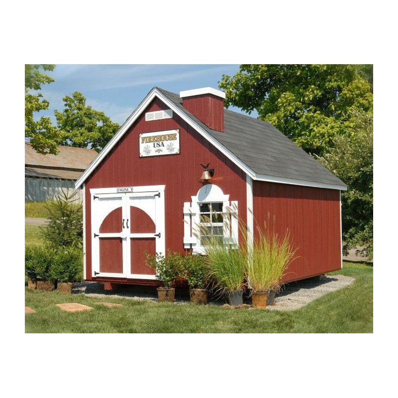 Little Cottage Co. 8x8 Firehouse Wood Playhouse Kit - (8x8 FHP-PNK)