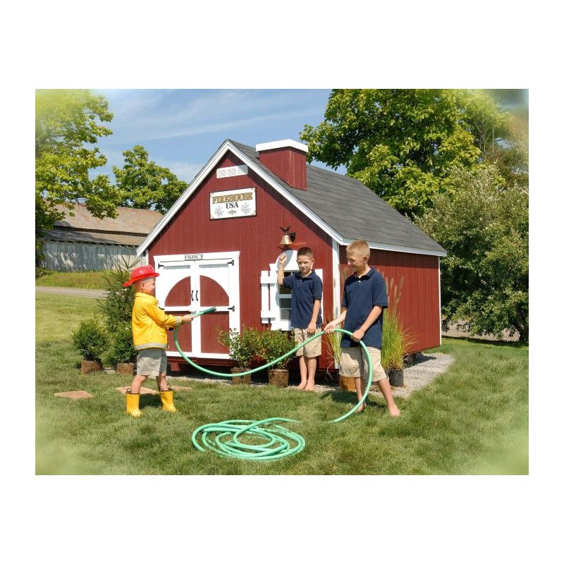 Little Cottage Co. 8x8 Firehouse Wood Playhouse Kit - (8x8 FHP-PNK)