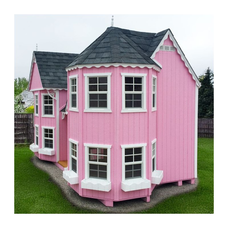 Little Cottage Co. 8x16 Sara's Victorian Large Mansion Wood Playhouse Kit - (8x16 SVM-PNK)