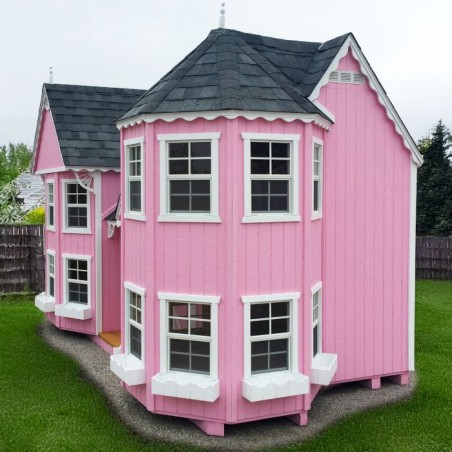 Little Cottage Co. 8x16 Sara's Victorian Large Mansion Wood Playhouse Kit - (8x16 SVM-PNK)