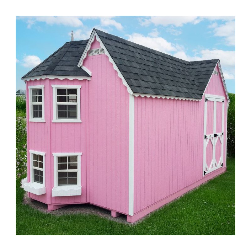 Little Cottage Co. 8x16 Sara's Victorian Large Mansion Wood Playhouse Kit - (8x16 SVM-PNK)