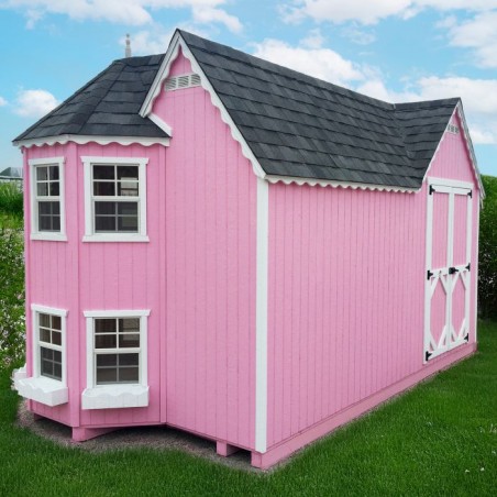 Little Cottage Co. 8x16 Sara's Victorian Large Mansion Wood Playhouse Kit - (8x16 SVM-PNK)