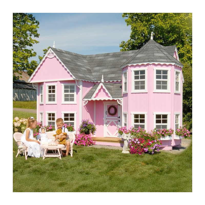 Little Cottage Co. 8x16 Sara's Victorian Large Mansion Wood Playhouse Kit - (8x16 SVM-PNK)