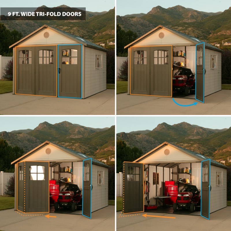 Lifetime 11x13 Plastic Storage Shed w/ 9ft Wide Doors (60187-0125)