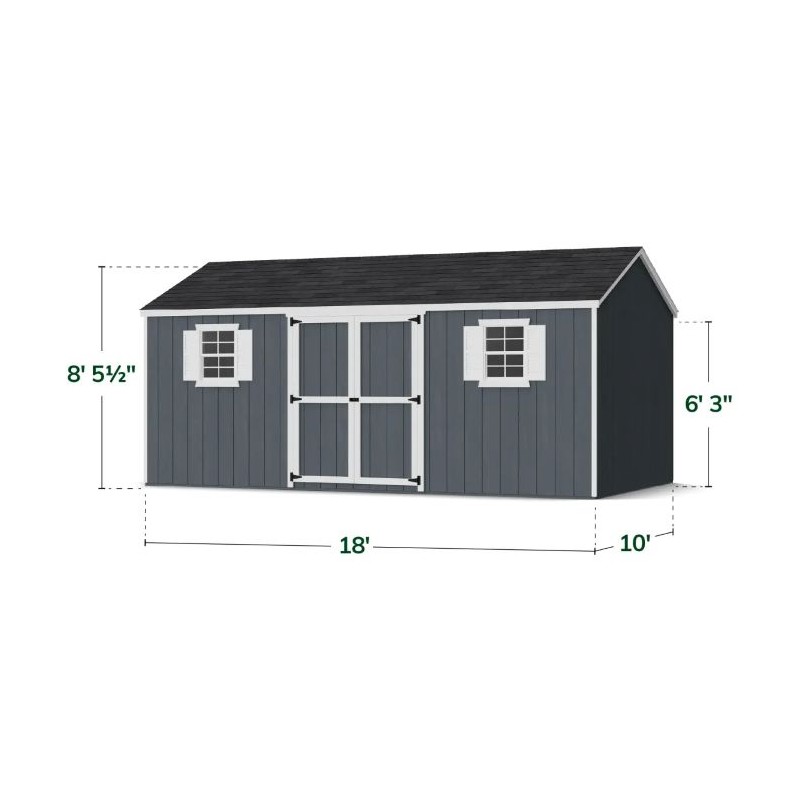 Little Cottage Co. 10x18 Value Workshop Wood Storage Shed Kit - (10x18 VWS-PC)