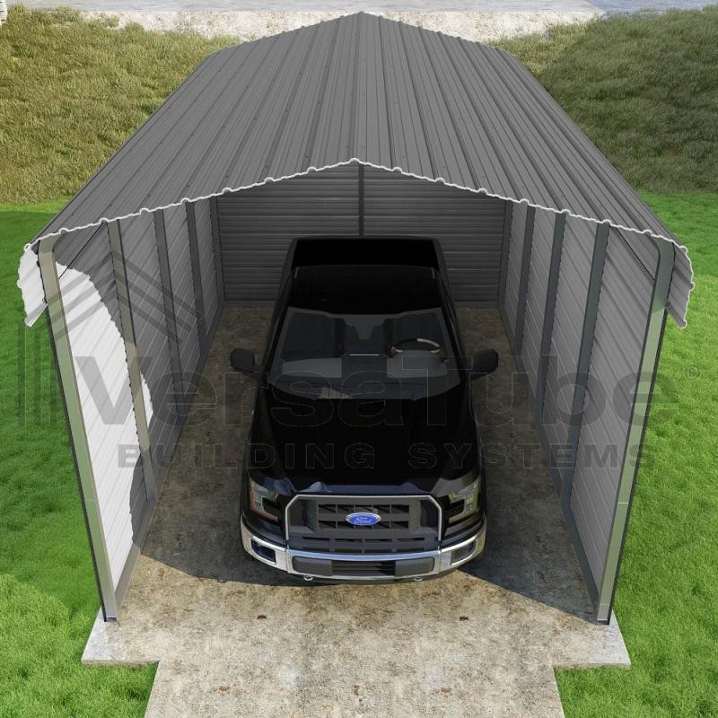 Versatube 3-Sided 12x20x10 Classic Steel Carport Kit (C3E012200100)