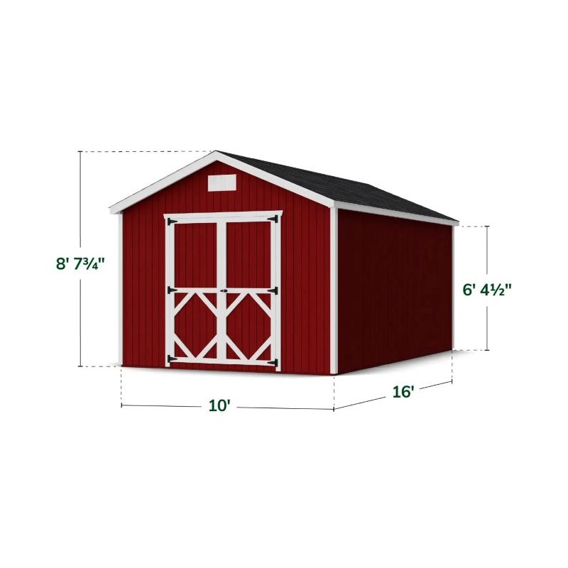 Little Cottage Co. Pre-Cut 10x16 Classic Gable Wood Shed Kit - (10x16 CGS-PC)