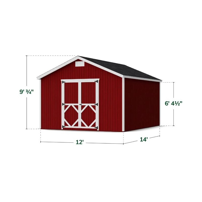 Little Cottage Co. Pre-Cut 12x14 Classic Gable Wood Shed Kit - (12x14 CGS-PC)