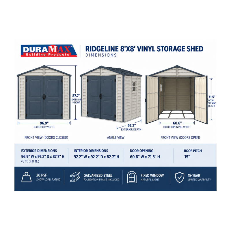 Duramax 8x8 RidgeLine Vinyl Storage Shed Kit - (10088)