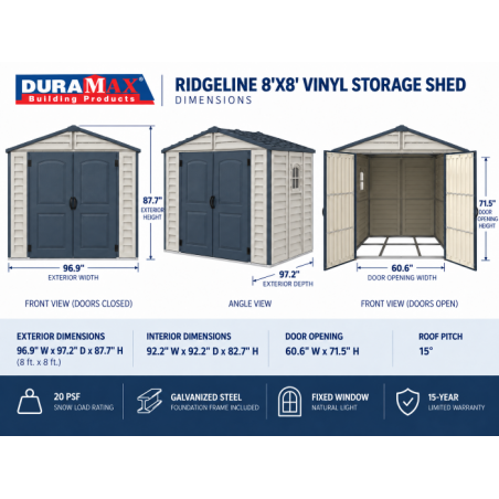 Duramax 8x8 RidgeLine Vinyl Storage Shed Kit - (10088)