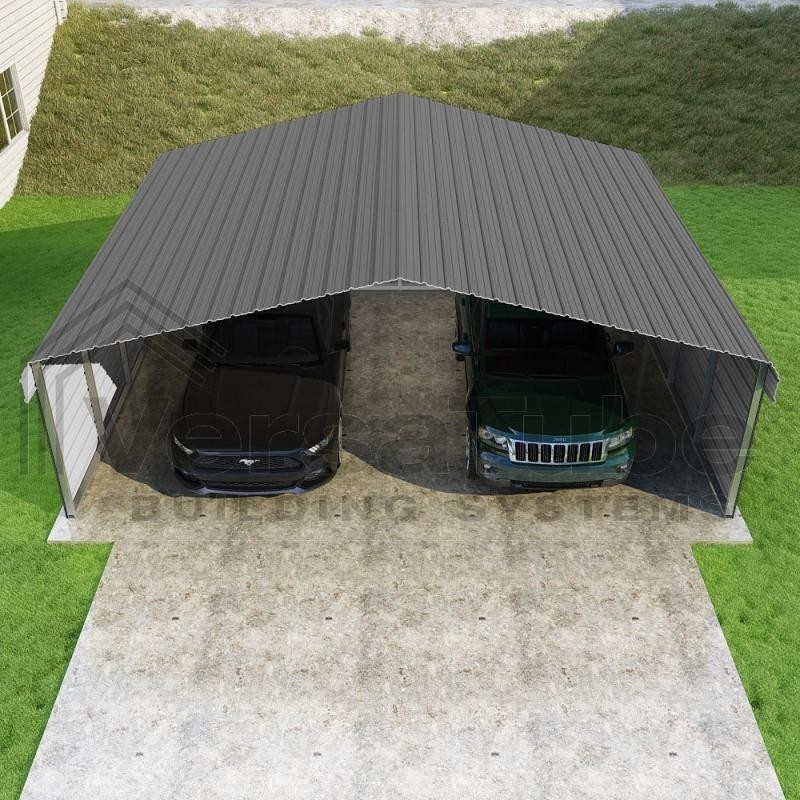 Versatube 3-Sided 24x20x10 Classic Steel Carport Kit (C3E324200100)