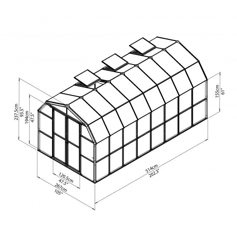 Rion 8x16 Prestige 2 Greenhouse Kit - Twin Wall (HG7316)