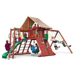 Gorilla Sun Climber II Cedar Wood Swing Set Kit w/ SunbrellaÂ® Brannon - Redwood (01-0027)