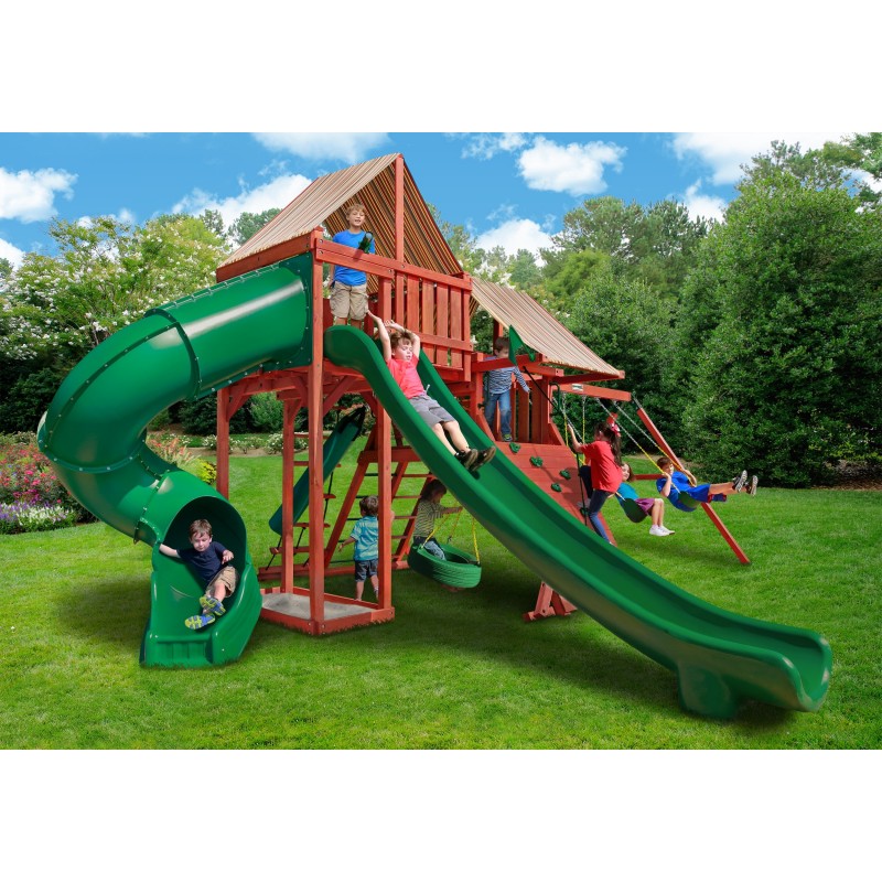 Gorilla Sun Climber Deluxe Cedar Wood Set Kit w/ SunbrellaÂ® Brannon Redwood- Redwood- (01-0042-3)