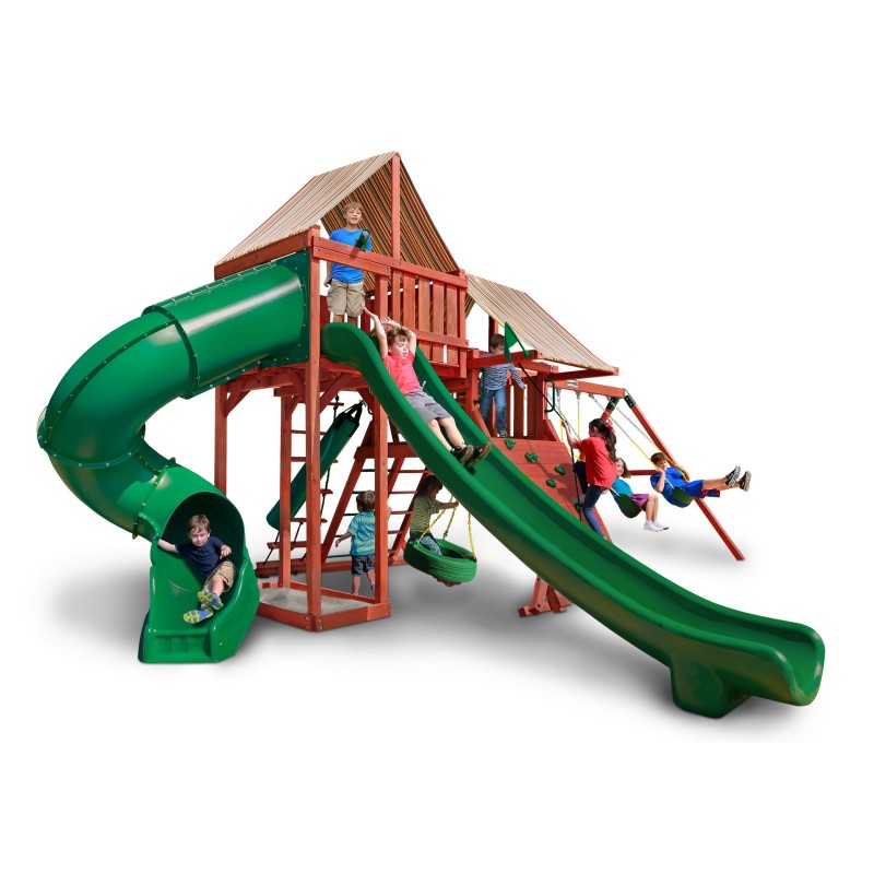 Gorilla Sun Climber Deluxe Cedar Wood Set Kit w/ SunbrellaÂ® Brannon Redwood- Redwood- (01-0042-3)