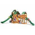 Gorilla Treasure Trove II Cedar Wood Swing Set Kit w/ Amber Posts & SunbrellaÂ® Forest Green Canopy  - Amber (01-1034-AP-2)
