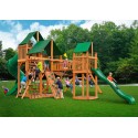 Gorilla Treasure Trove Cedar Wood Swing Set Kit  w/ Amber Posts & SunbrellaÂ® Canvas Forest Green Canopy  - Amber (01-1021-AP-2)