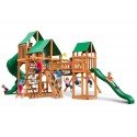 Gorilla Treasure Trove Cedar Wood Swing Set Kit w/ Amber Posts and Deluxe Green Vinyl Canopy - Amber (01-1021-AP-1)