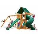 Gorilla Mountaineer Cedar Wood Swing Set Kit w/ Amber Posts and and SunbrellaÂ® Canvas Forest Green Canopy - Amber (01-0005-AP-2