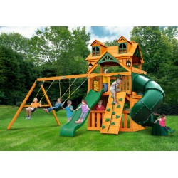 Gorilla Malibu Extreme Clubhouse Cedar Wood Swing Set Kit w/ Amber Posts - Amber (01-0073-AP)