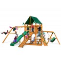 Gorilla Frontier Cedar Wood Swing Set Kit w/ Amber Posts and and Sunbrella Canvas Forest Green Canopy - Amber (01-0004-AP-2)