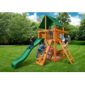 Gorilla Chateau Tower Cedar Wood Swing Set Kit w/ Amber Posts and SunbrellaÂ® Canvas Forest Green Canopy - Amber (01-0061-AP-2)