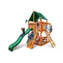 Gorilla Chateau Tower Cedar Wood Swing Set Kit w/ Amber Posts and SunbrellaÂ® Canvas Forest Green Canopy - Amber (01-0061-AP-2)