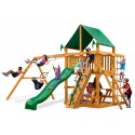 Gorilla Chateau Cedar Wood Swing Set Kit w/ Amber Posts and Deluxe Green Vinyl Canopy - Amber (01-0003  -AP-1)