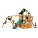 Gorilla Chateau Clubhouse Swing Set w/ Amber Posts and and SunbrellaÂ® Canvas Forest Green Canopy - Amber (01-0035-AP-2)