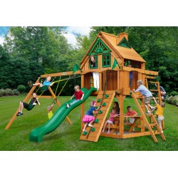 Gorilla Navigator Treehouse Cedar Wood Swing Set Kit w/ Amber Posts - Amber (01-0056-AP)