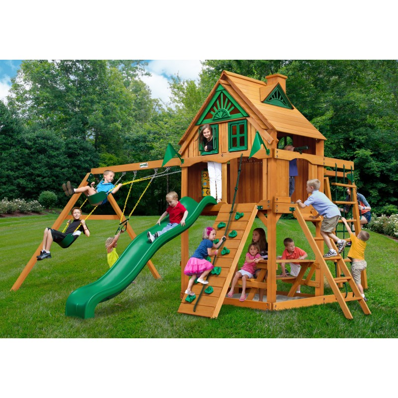 Gorilla Navigator Treehouse Cedar Wood Swing Set Kit w/ Amber Posts - Amber (01-0056-AP)